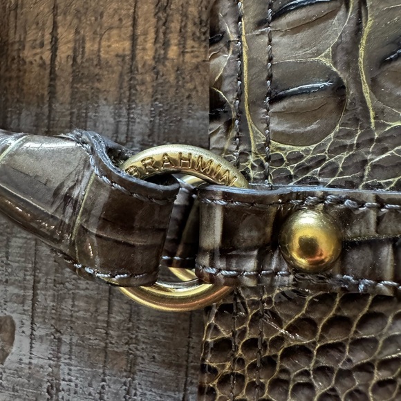 Brahmin Crossbody with Handles Crocodile Pattern Brown Green - Picture 9 of 11